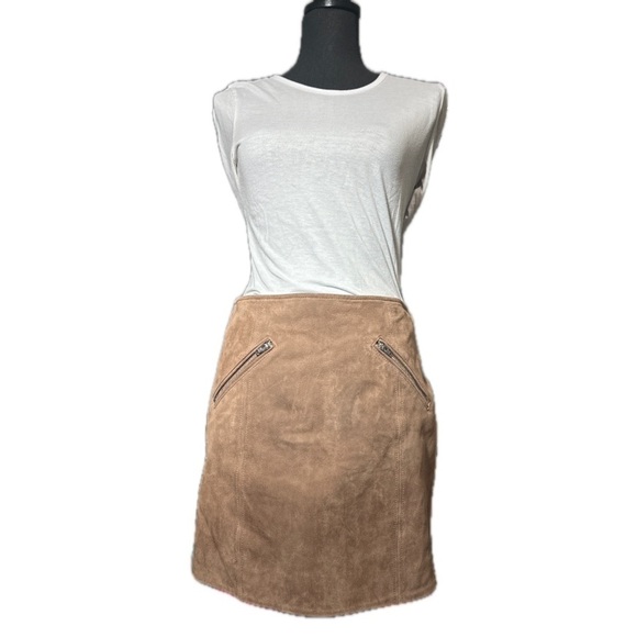 Blank NYC Dresses & Skirts - BLANK NYC Brown Suede Boho Leather Mini Skirt Zipper Pockets 26 Western